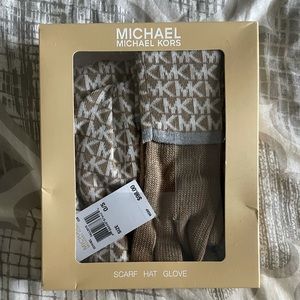 Michael Kors hat, glove and scarf set